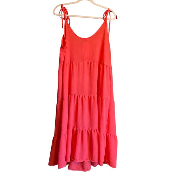 Boo-Hoo Maxi Strappy Tiered Sun Dress-Coral-Made in Italy-NWT-Size 14 - Picture 4 of 8